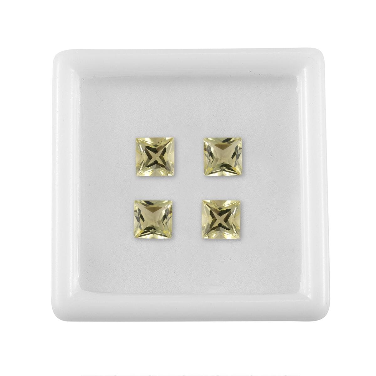 Lemon Quartz Set of 4 (Sqr 6 mm) 3.59 ctw Loose Gemstone image number 3