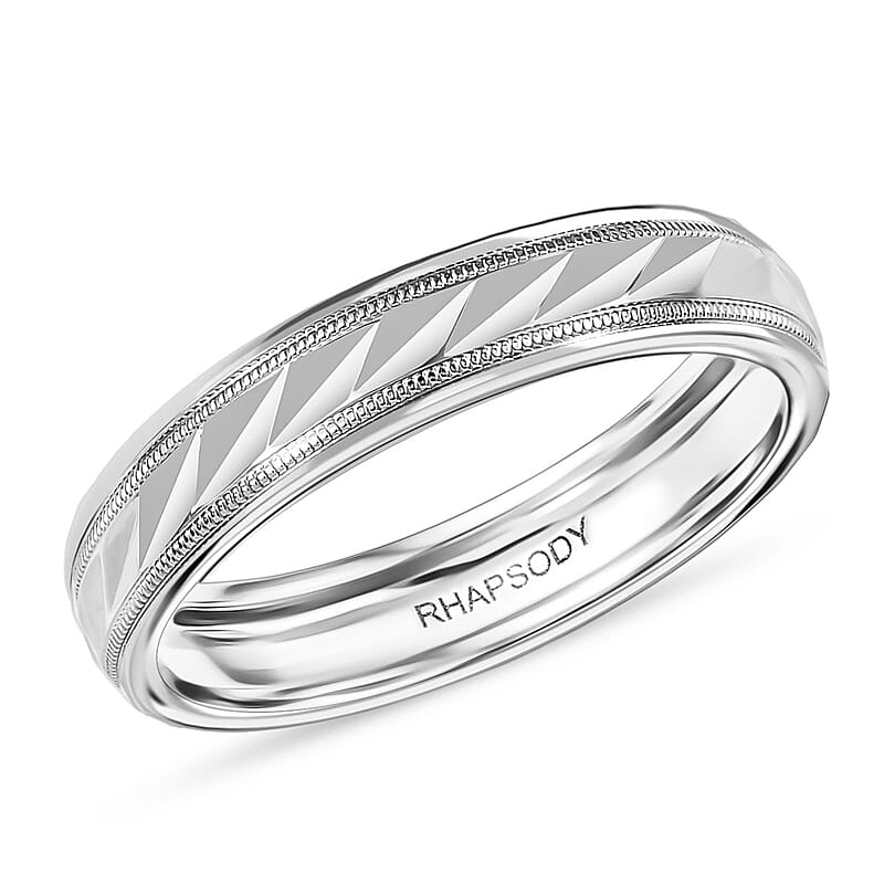 Rhapsody 950 Platinum Diamond-Cut Timeless Harmony Band Ring (Size 7.0) 5.15 Grams