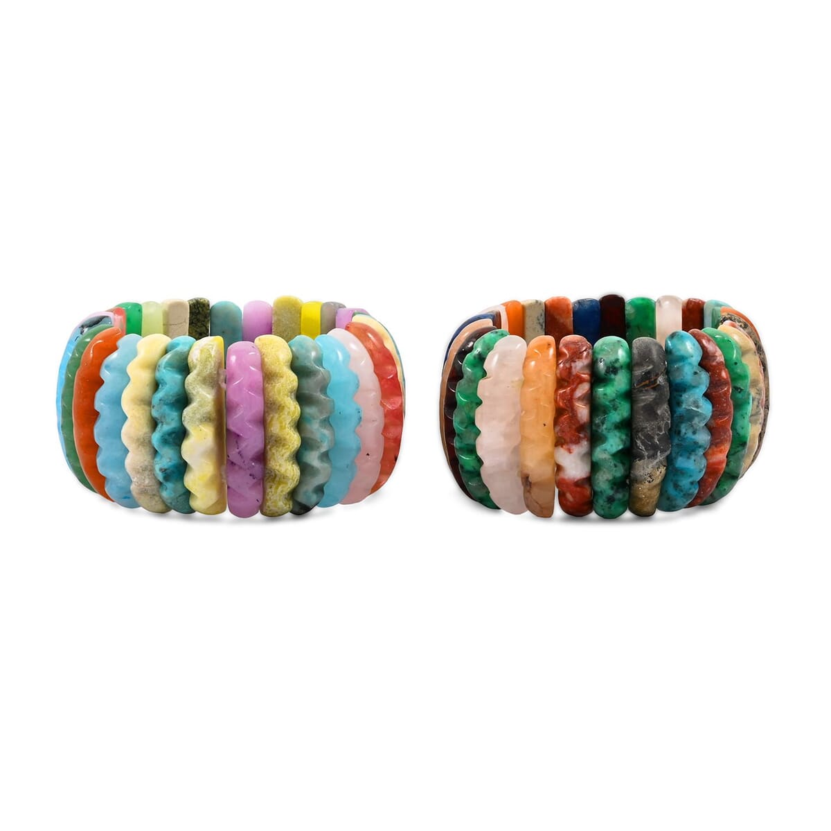 Wavy Carved Multi-Stone 557.25 ctw Stretch Bracelet (6-7In) image number 0