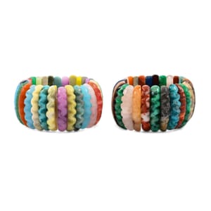 Wavy Carved Multi-Stone 557.25 ctw Stretch Bracelet (6-7In)