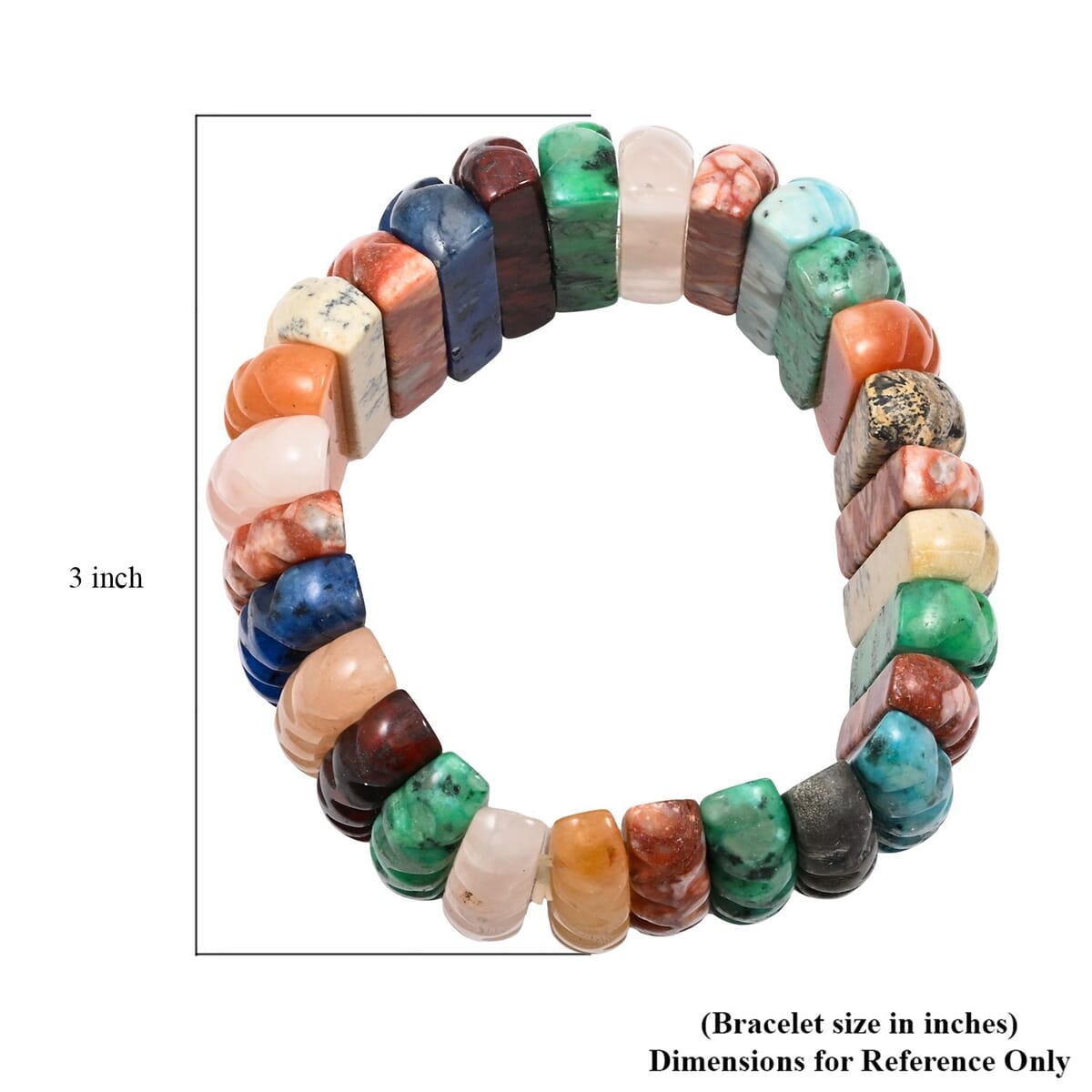 Wavy Carved Multi-Stone 557.25 ctw Stretch Bracelet (6-7In) image number 4