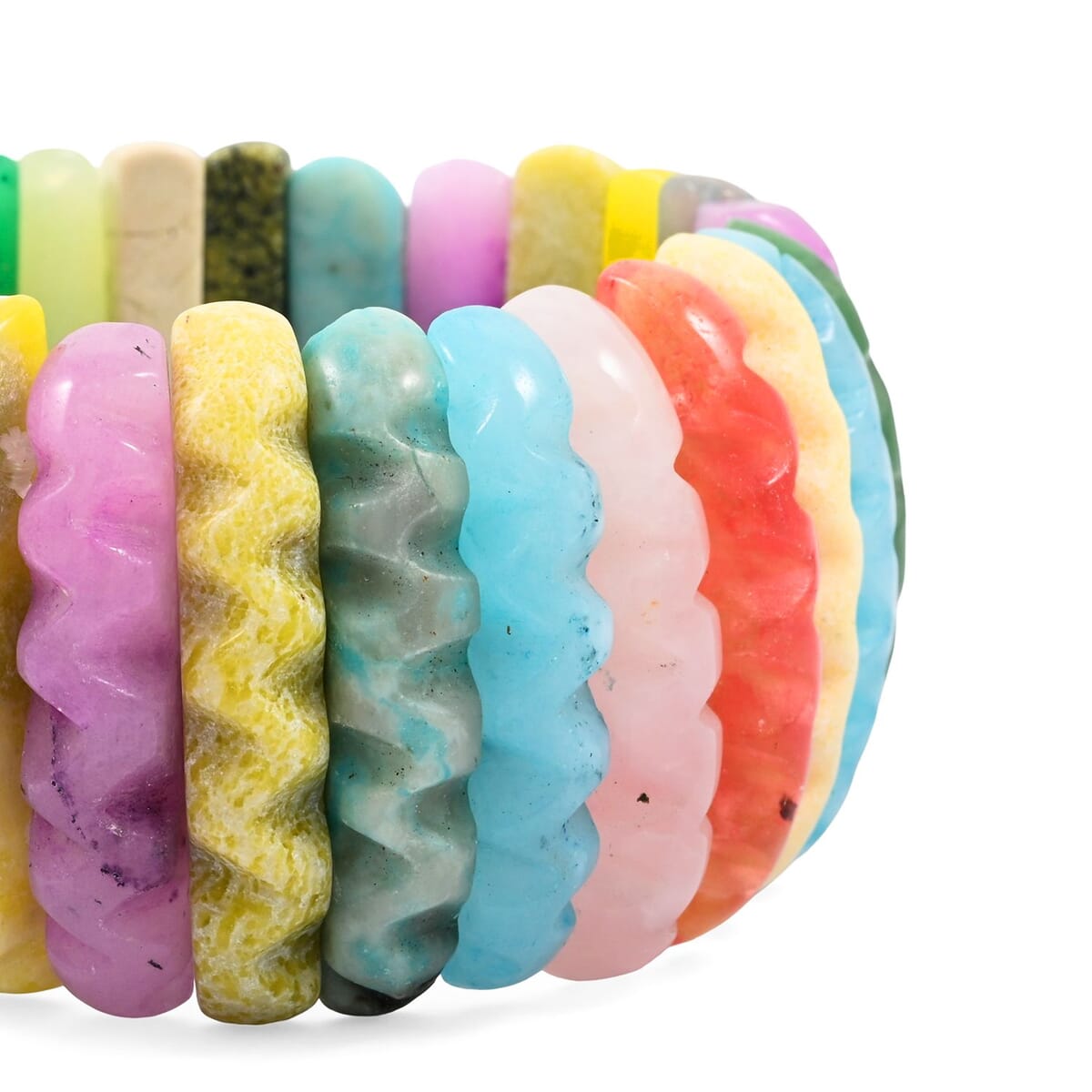 Wavy Carved Multi-Stone 557.25 ctw Stretch Bracelet (6-7In) image number 6