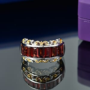 EverTrue Mozambique Garnet 4.35 ctw Ring in 18K YG Plated and Platinum Bond (Size 10.0) 