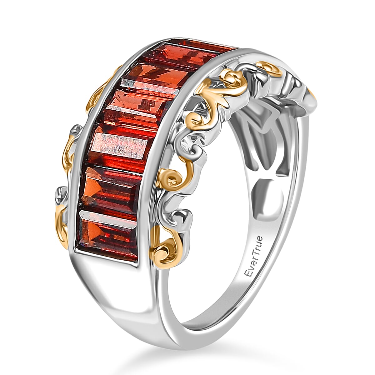 EverTrue Mozambique Garnet 4.35 ctw Ring in 18K YG Plated and Platinum Bond (Size 5.0)  image number 3