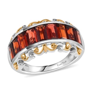 EverTrue Mozambique Garnet 4.35 ctw Ring in 18K YG Plated and Platinum Bond (Size 6.0) 