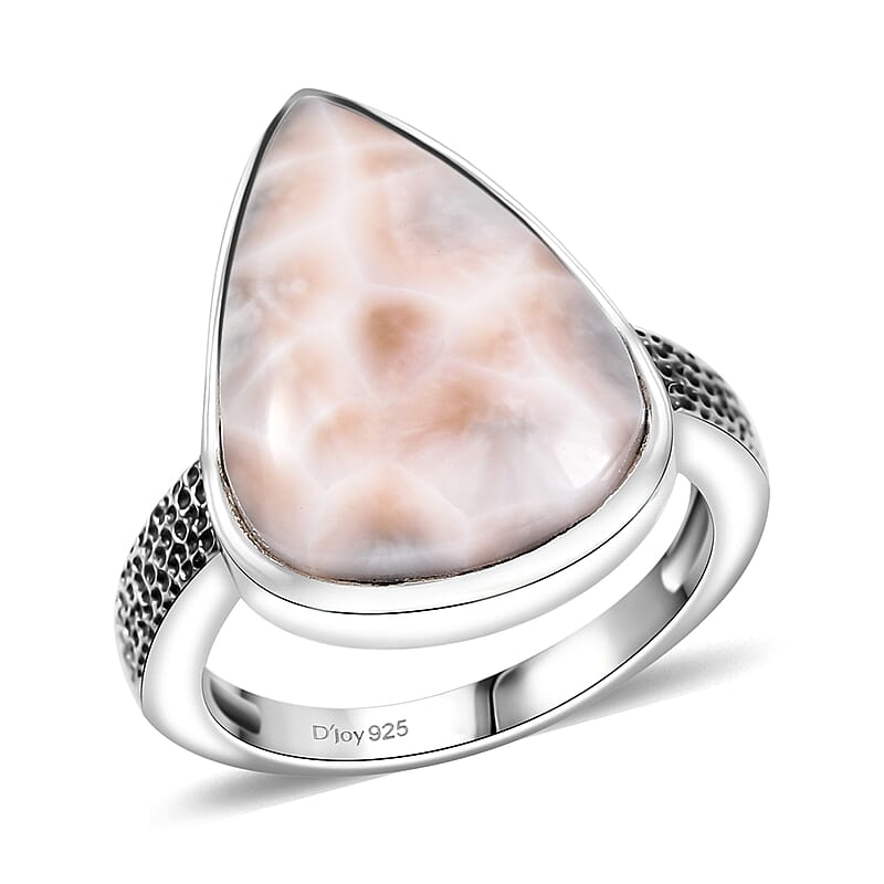 D'Joy Artisan Crafted Pink Natrolite 10.00 ctw Shark Teeth Ring in Sterling Silver (Size 10.0)