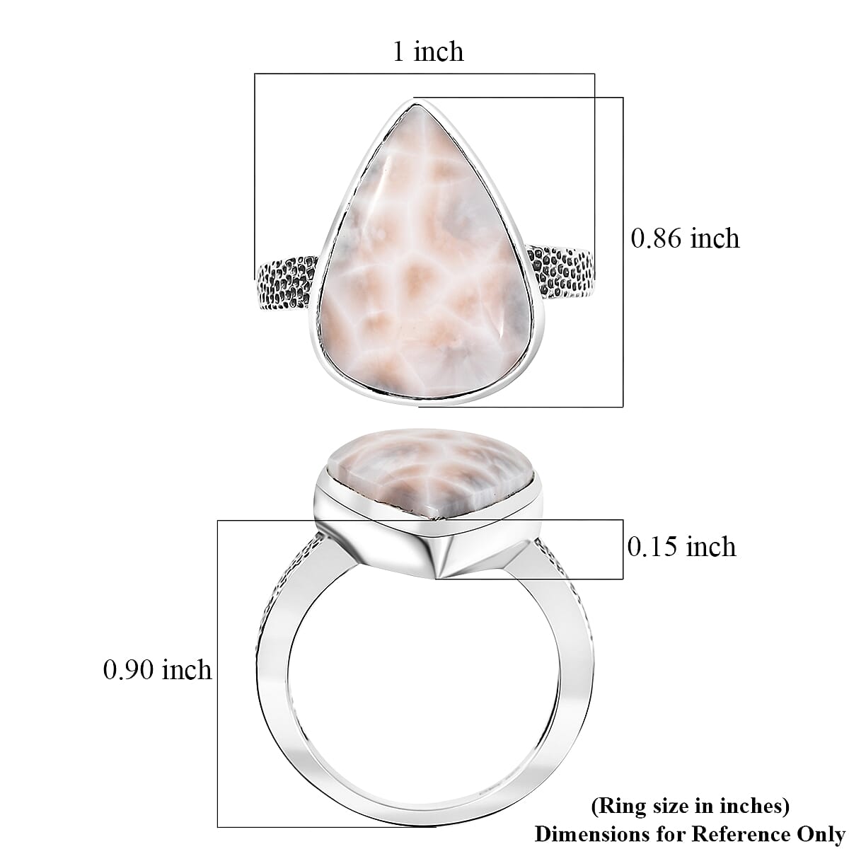 D'Joy Artisan Crafted Pink Natrolite 10.00 ctw Shark Teeth Ring in Sterling Silver (Size 7.0)