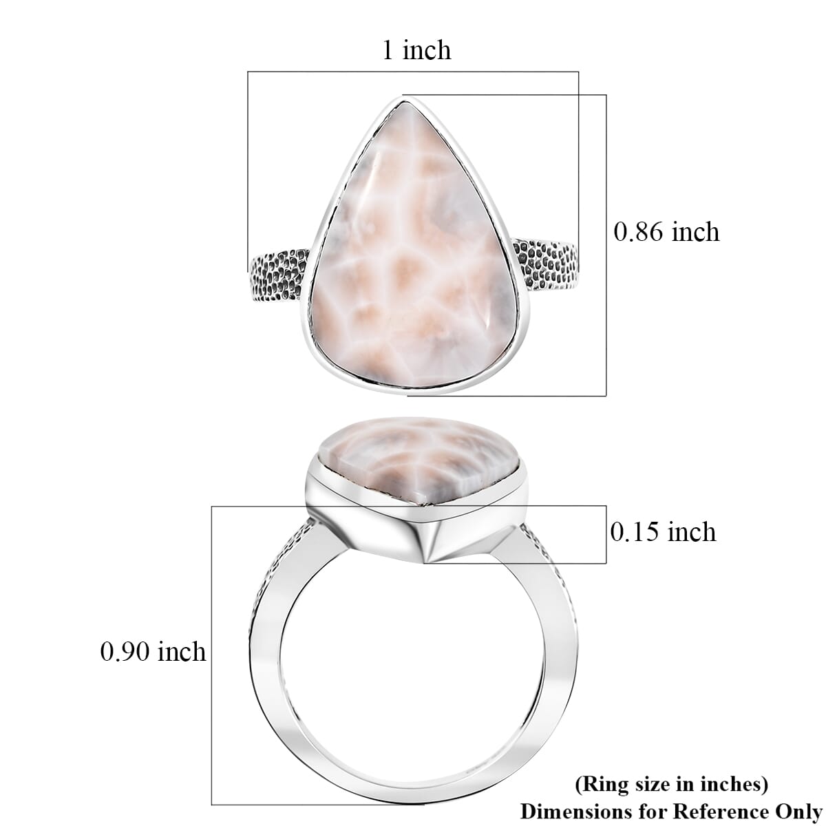 D'Joy Artisan Crafted Pink Natrolite 10.00 ctw Shark Teeth Ring in Sterling Silver (Size 7.0) image number 5