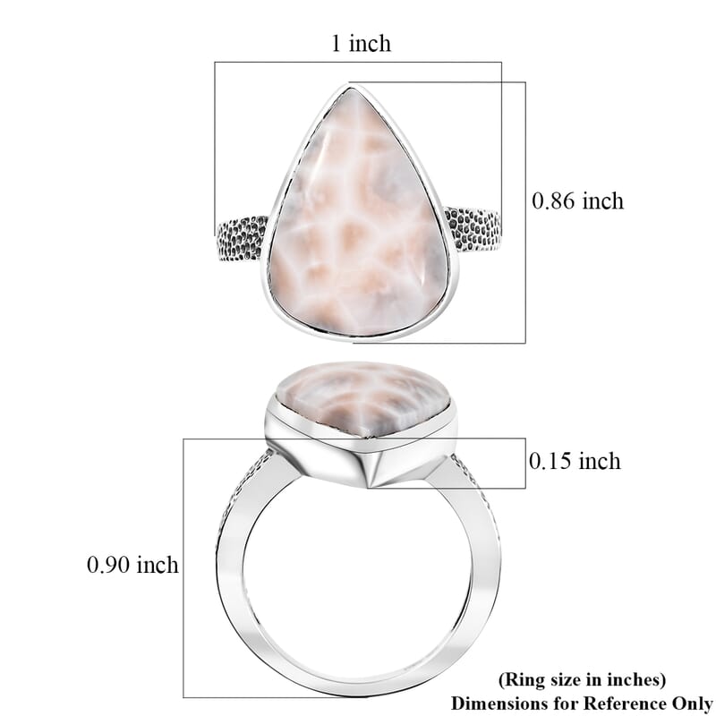 D'Joy Artisan Crafted Pink Natrolite 10.00 ctw Shark Teeth Ring in Sterling Silver (Size 7.0)