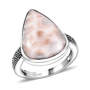 D'Joy Artisan Crafted Pink Natrolite 10.00 ctw Shark Teeth Ring in Sterling Silver (Size 8.0)