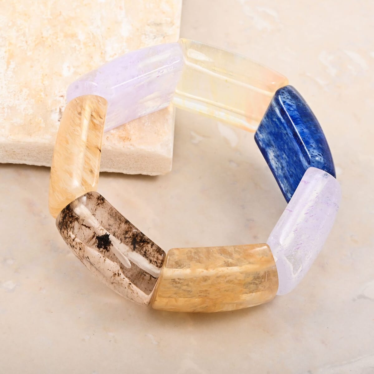 Large Section Multi-Quartz 321.15 ctw Stretch Bracelet (6-7In) image number 1