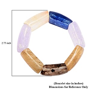 Large Section Multi-Quartz 321.15 ctw Stretch Bracelet (6-7In)
