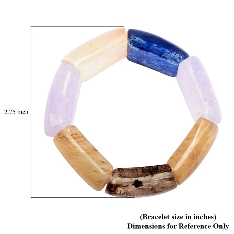 Large Section Multi-Quartz 321.15 ctw Stretch Bracelet (6-7In)