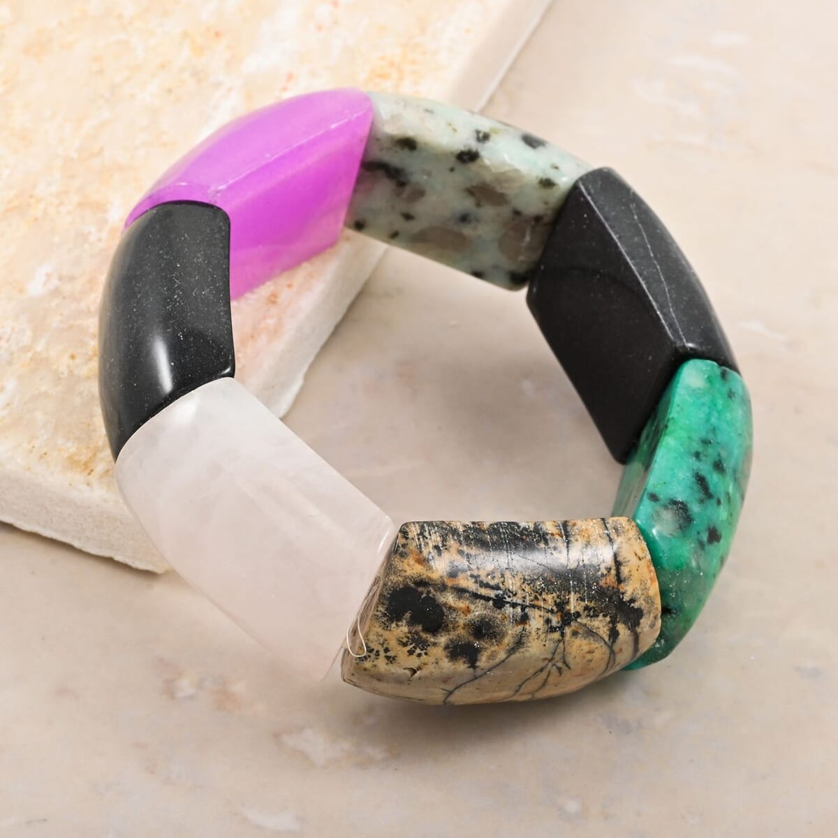 Large Section Multi-Stone 410.25 ctw Stretch Bracelet (6-7In) image number 1