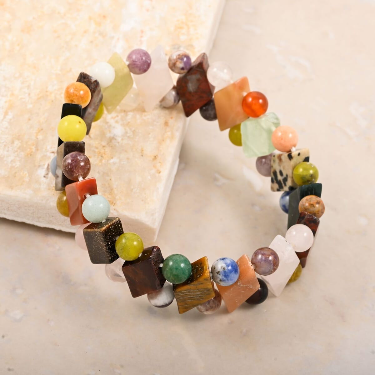 Multi-Stone 150.00 ctw Princess Stretch Bracelet (6-7In) image number 1