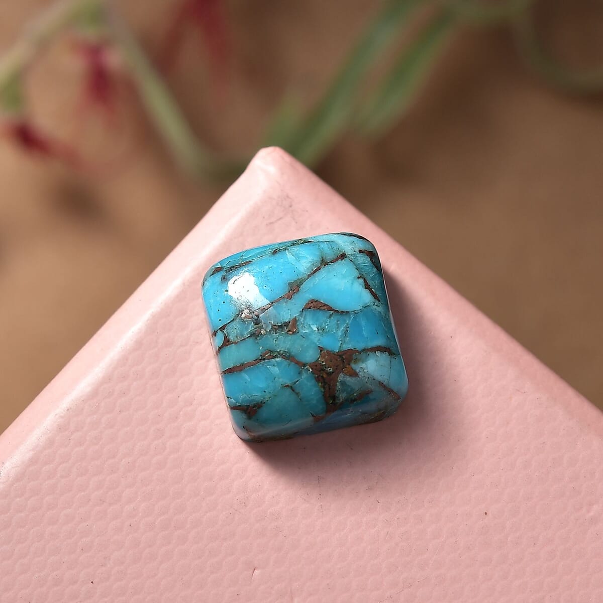 AA Blue Turquoise (Cush 12x12 mm) 6.20 ctw Loose Gemstone image number 1