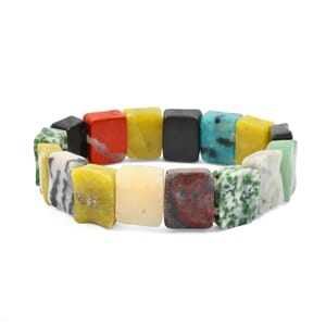 Multi Gemstone 181.15 ctw Wavy Rectangle Stretch Bracelet
