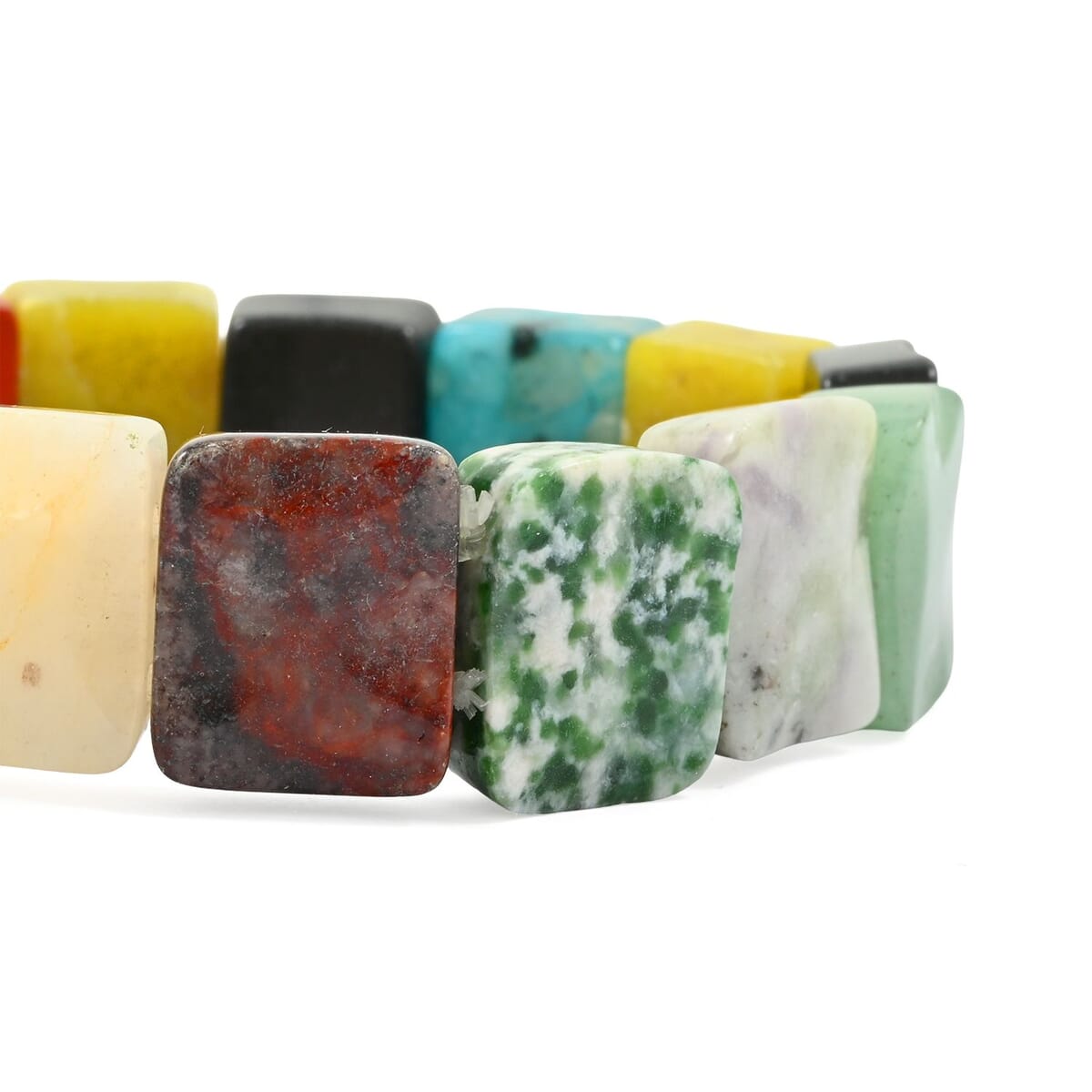 Multi Gemstone 181.15 ctw Wavy Rectangle Stretch Bracelet image number 2