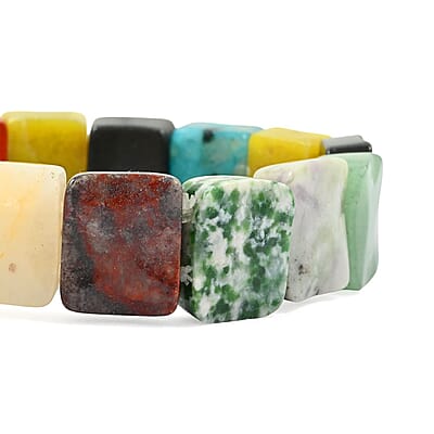 Multi Gemstone 181.15 ctw Wavy Rectangle Stretch Bracelet