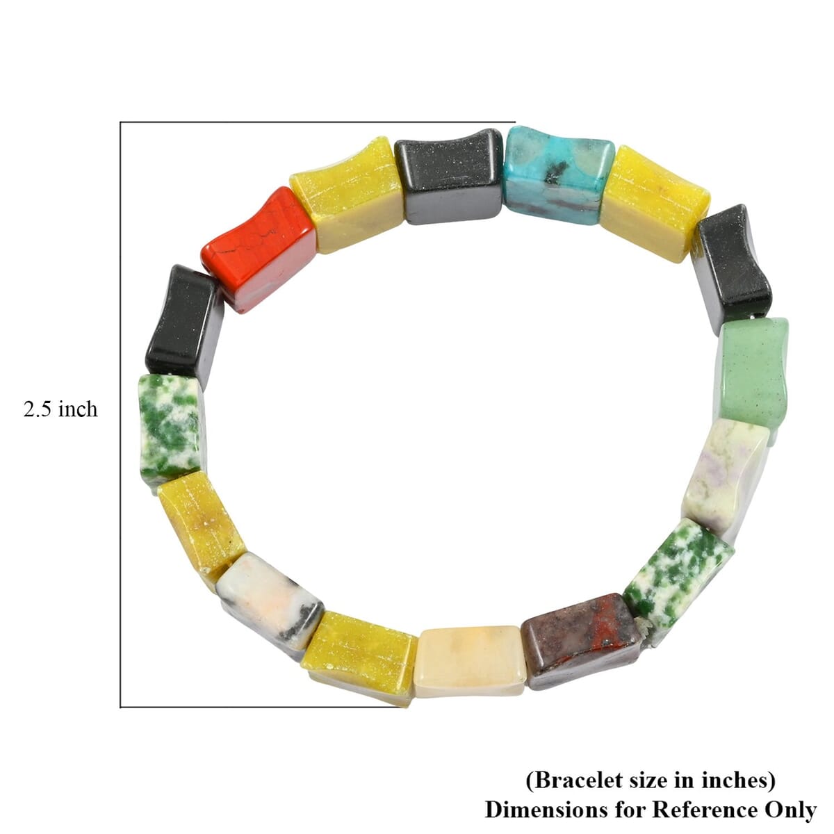 Multi Gemstone 181.15 ctw Wavy Rectangle Stretch Bracelet image number 3