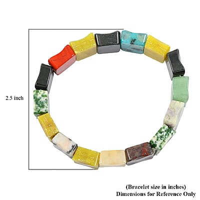 Multi Gemstone 181.15 ctw Wavy Rectangle Stretch Bracelet