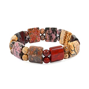 Multi Gemstone 155.50 ctw Tanker Plain Stretch Bracelet