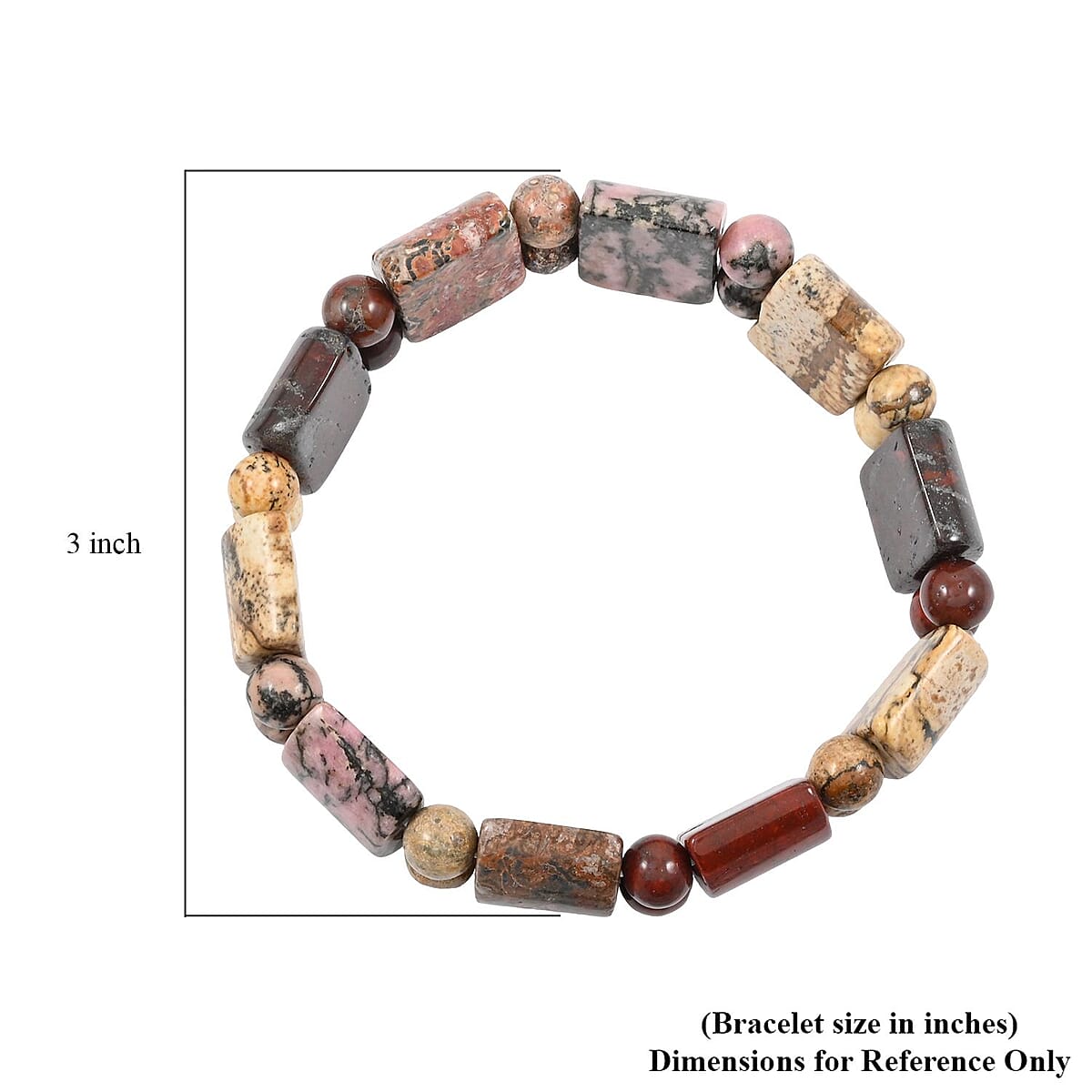 Multi Gemstone 155.50 ctw Tanker Plain Stretch Bracelet image number 3