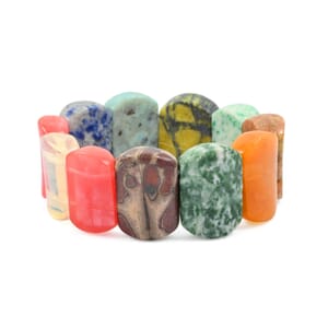 Multi Gemstone 380.55 ctw Cushion Stretch Bracelet