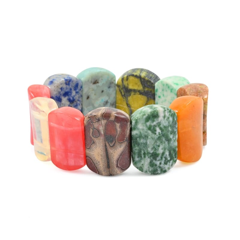 Multi Gemstone 380.55 ctw Cushion Stretch Bracelet