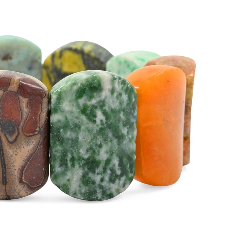 Multi Gemstone 380.55 ctw Cushion Stretch Bracelet