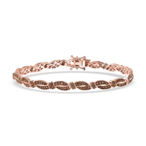 D'Joy Natural Champagne Diamond 2.20 ctw Bracelet in 18K Vermeil Rose Gold Over Sterling Silver (8.00 In)