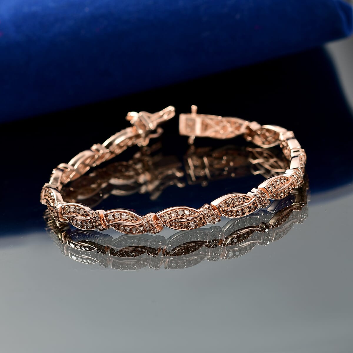 D'Joy Natural Champagne Diamond 2.20 ctw Bracelet in 18K Vermeil Rose Gold Over Sterling Silver (8.00 In) image number 1