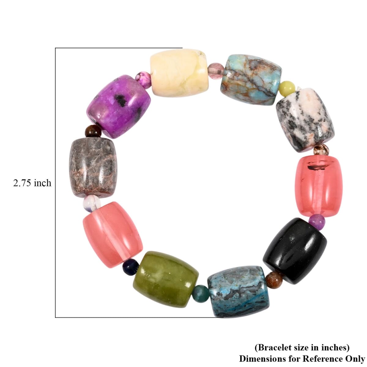 Multi-Stone 184.25 ctw Barrel Stretch Bracelet (6-7In) image number 3