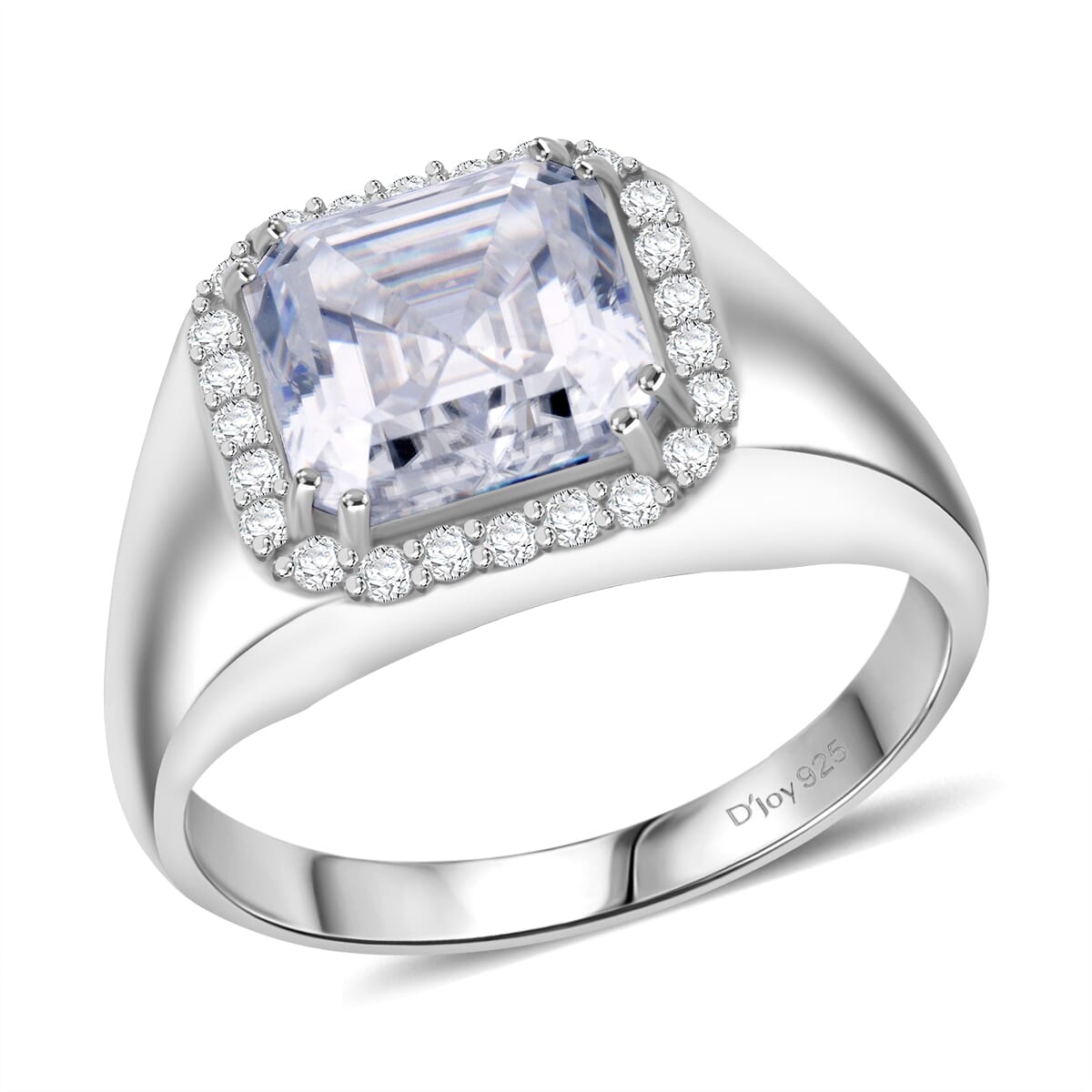 D'Joy Asscher Cut Moissanite 6.30 ctw Men's Forge Ring in Rhodium Over Sterling Silver (Size 13.0) image number 0