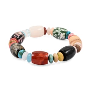 Multi-Stone 174.45 ctw Barrel/Rondell Stretch Bracelet (6-7In)