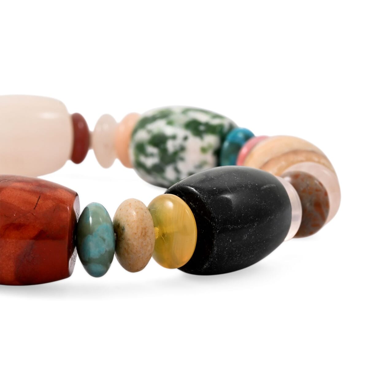 Multi-Stone 174.45 ctw Barrel/Rondell Stretch Bracelet (6-7In) image number 2