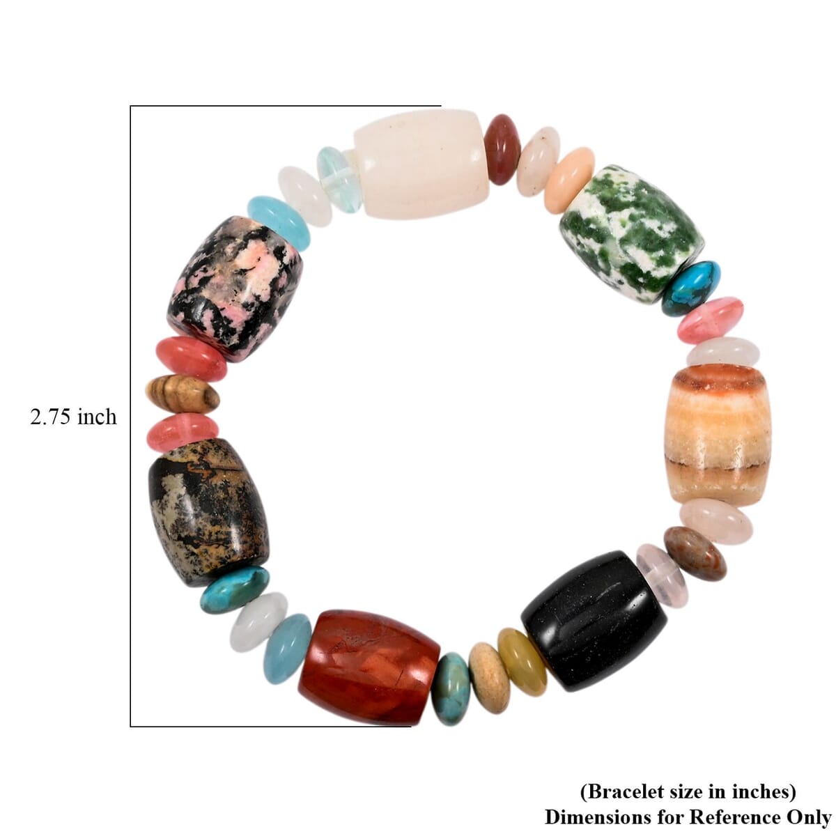 Multi-Stone 174.45 ctw Barrel/Rondell Stretch Bracelet (6-7In) image number 3