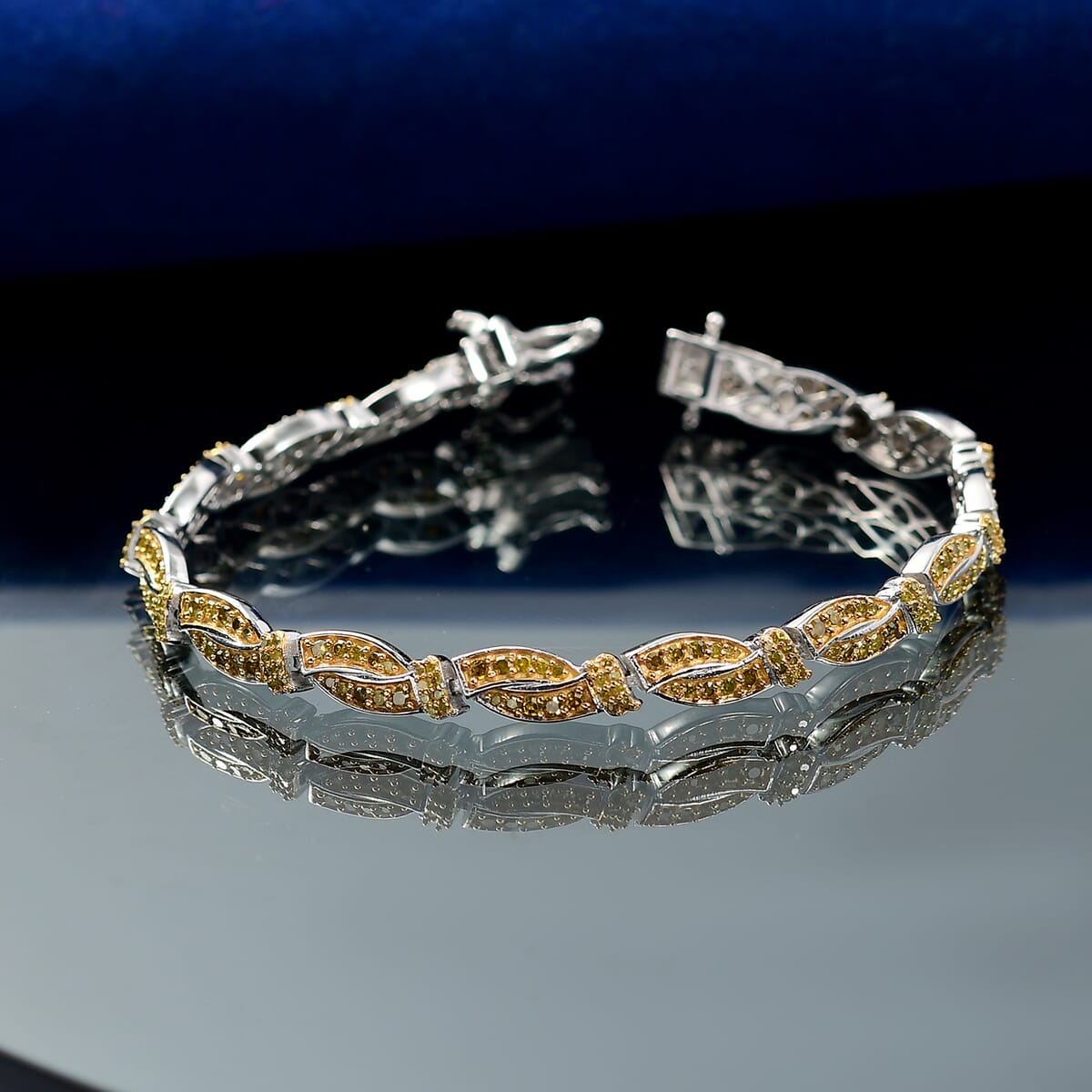D'Joy Yellow Diamond (IR) 2.20 ctw Bracelet in Rhodium Over Sterling Silver (8.00 In) image number 1