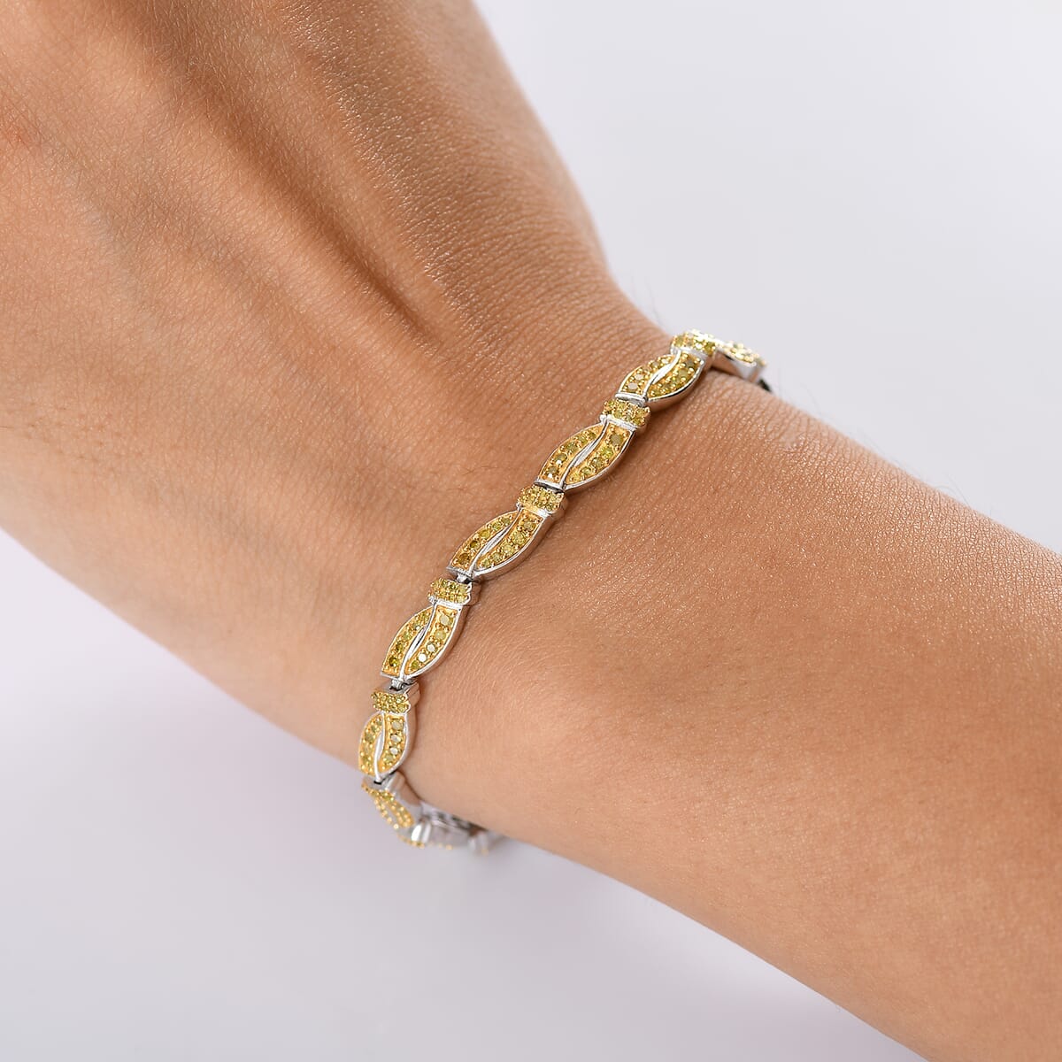 D'Joy Yellow Diamond (IR) 2.20 ctw Bracelet in Rhodium Over Sterling Silver (8.00 In) image number 2