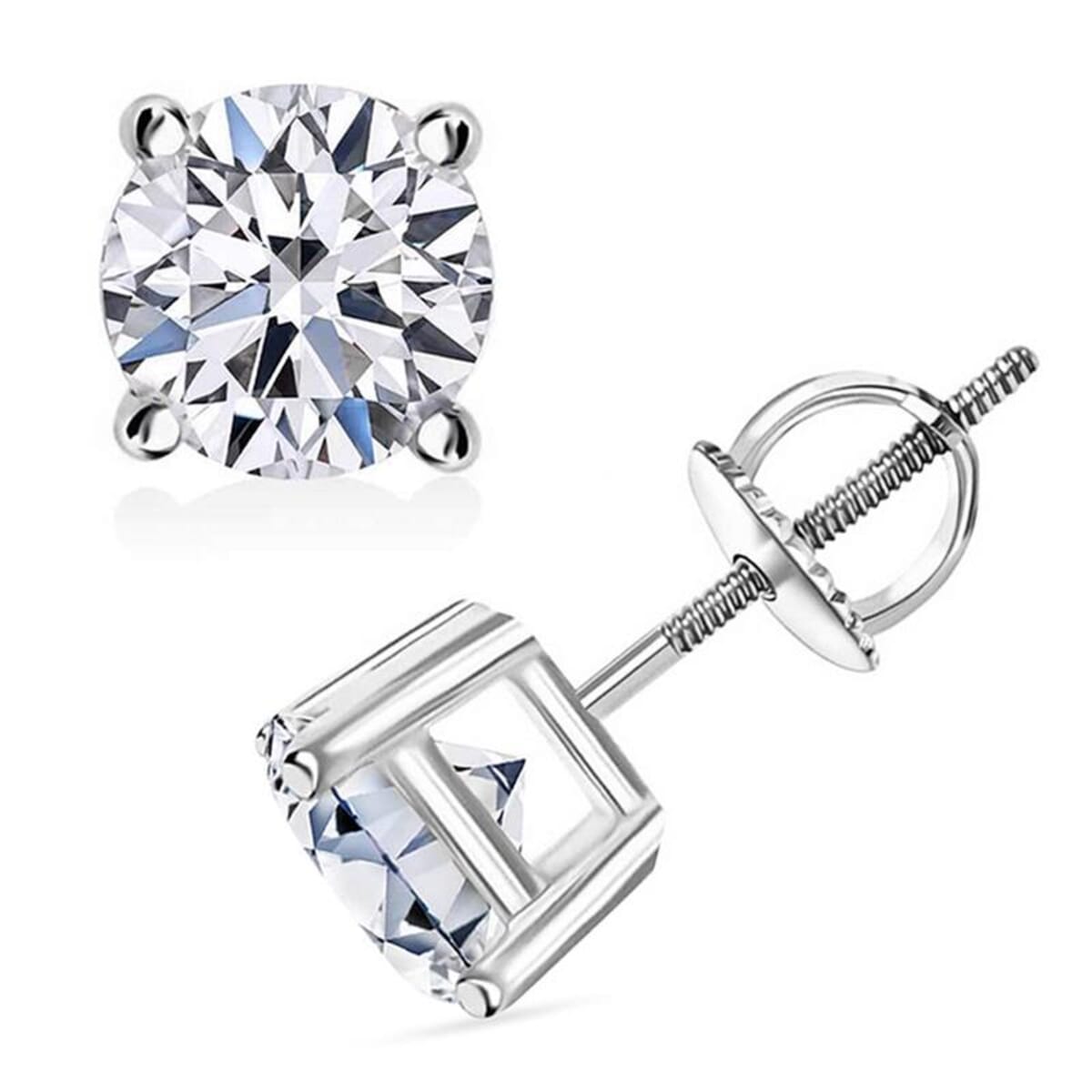 IGI Certified Luxuriant Lab Grown Diamond E-F VS 4.00 ctw Solitaire Stud Earrings in 14K White Gold image number 0
