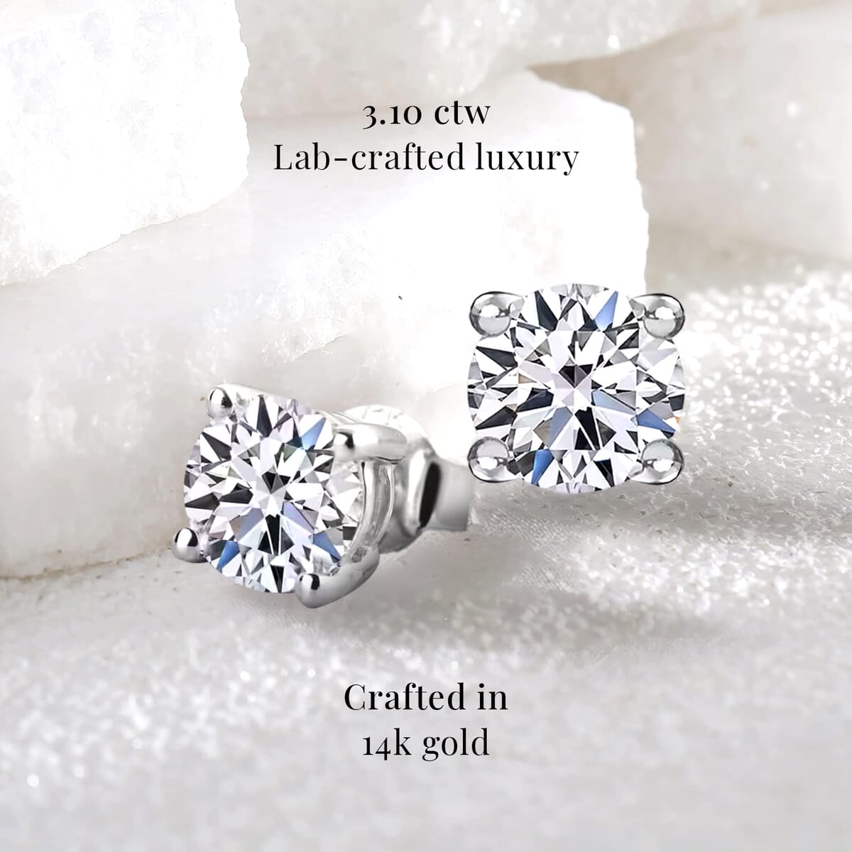 IGI Certified Luxuriant Lab Grown Diamond E-F VS 4.00 ctw Solitaire Stud Earrings in 14K White Gold image number 4