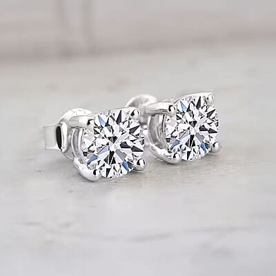 IGI Certified Luxuriant Lab Grown Diamond E-F VS 4.00 ctw Solitaire Stud Earrings in 14K White Gold