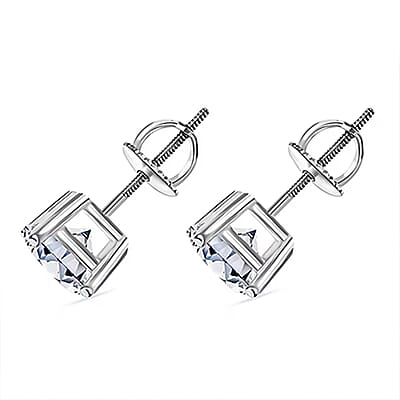 IGI Certified Luxuriant Lab Grown Diamond E-F VS 4.00 ctw Solitaire Stud Earrings in 14K White Gold