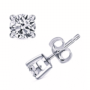 IGI Certified Luxuriant Lab Grown Diamond E-F VS 1.00 ctw Solitaire Stud Earrings in Rhodium Over Sterling Silver