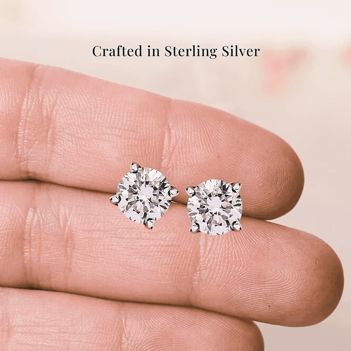 IGI Certified Luxuriant Lab Grown Diamond E-F VS 1.00 ctw Solitaire Stud Earrings in Rhodium Over Sterling Silver image number 9