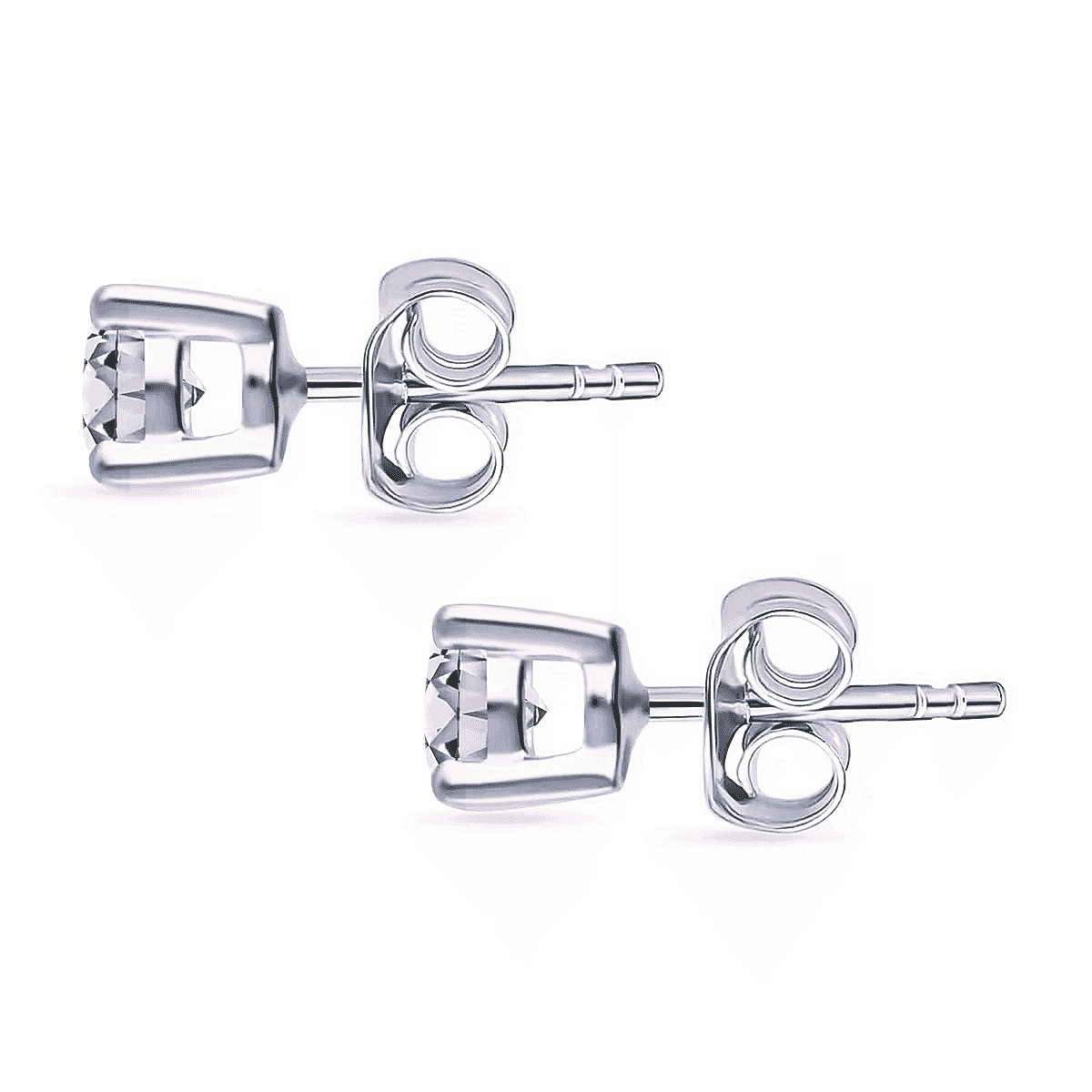 IGI Certified Luxuriant Lab Grown Diamond E-F VS 1.00 ctw Solitaire Stud Earrings in Rhodium Over Sterling Silver image number 11