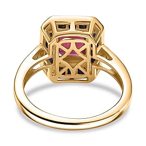 Niassa Ruby (FF) and Blue Sapphire 3.31 ctw Solitaire Ring in 18K Vermeil Yellow Gold Over Sterling Silver (Size 8.0)