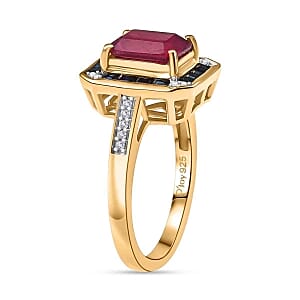 African Ruby and Multi Gemstone 3.35 ctw Ring in Vermeil Yellow Gold Over Sterling Silver (Size 9)