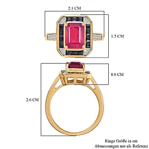 African Ruby and Multi Gemstone 3.35 ctw Ring in Vermeil Yellow Gold Over Sterling Silver (Size 9)