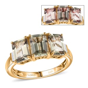 Luxoro AAA Turkizite and G-H I2 Diamond 3.75 ctw Ring in 10K Yellow Gold (Size 7.0)